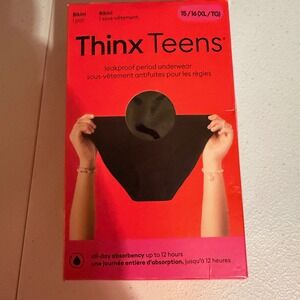 Thinx Teens Period Underwear Bikini Audience Size 15/16 XL Black NEW Leakproof